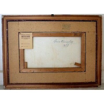 ANTICO QUADRO DIPINTO OLIO TELA G.Cirimbelli PAESAGGIO NEVE RUSCELLO CASALE '77 