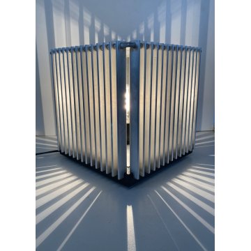 LAMPADA DA TAVOLO SCRIVANIA CUBO ALLUMINO PLEXIGLASS VINTAGE DESIGN 24,5x25 cm/h