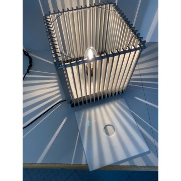 LAMPADA DA TAVOLO SCRIVANIA CUBO ALLUMINO PLEXIGLASS VINTAGE DESIGN 24,5x25 cm/h