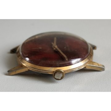 ANTICO OROLOGIO POLSO DORATO Diantus RED DIAL anni 60 Vintage Wrist Watch MONTRE