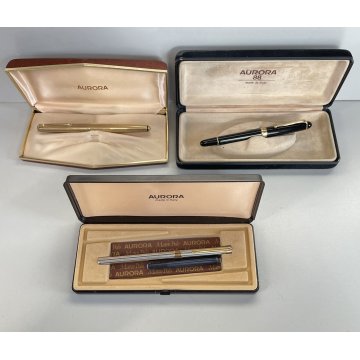 LOTTO 3 AURORA PENNE STILOGRAFICHE SCATOLE FOUNTAIN PEN oro 18 kr 88 301 98