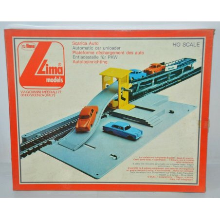 TRENO LIMA VAGONE HO CARRO MERCI DIORAMA TRENINO FIAT SCARICA AUTO 0944 AUTO CAR