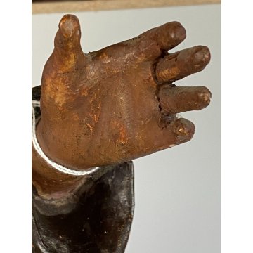ANTICA SCULTURA S.FRANCESCO DA PAOLA  LEGNO SCOLPITO DIPINTO 67 cm/h EPOCA '600