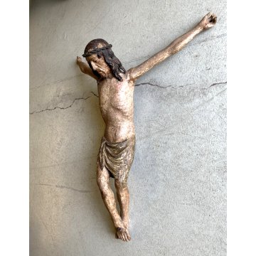 ANTICO CORPUS CHRISTI CRISTO CROCIFISSO 77 cm/h LEGNO POLICROMO ARTE SACRA '600