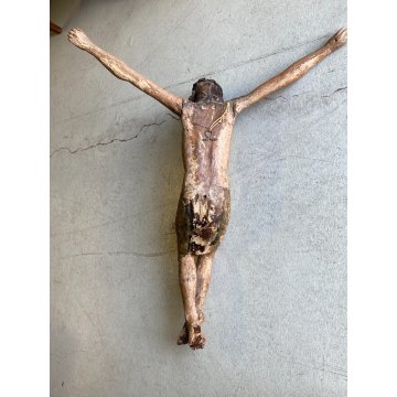 ANTICO CORPUS CHRISTI CRISTO CROCIFISSO 77 cm/h LEGNO POLICROMO ARTE SACRA '600