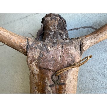 ANTICO CORPUS CHRISTI CRISTO CROCIFISSO 77 cm/h LEGNO POLICROMO ARTE SACRA '600