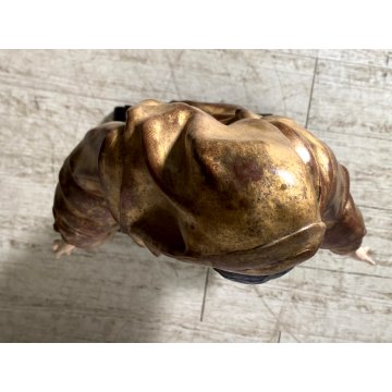 ANTICA SCULTURA CARTAPESTA POLICROMA MARIA IMMACOLATA VESTE DORATA GLOBO SERPE