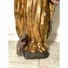 ANTICA SCULTURA SANTA MONACA DRAGO LEGNO SCOLPITO DIPINTO DORATO 102 cm/h '600