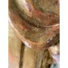 ANTICA SCULTURA SANTA MONACA DRAGO LEGNO SCOLPITO DIPINTO DORATO 102 cm/h '600