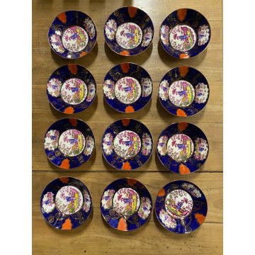 RARO ANTICO SET tè PORCELLANA 10Pers. 29Pz. DECORO ISTORIATO CHINOISERIE XIX sec