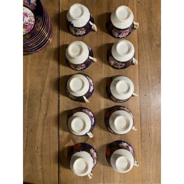 RARO ANTICO SET tè PORCELLANA 10Pers. 29Pz. DECORO ISTORIATO CHINOISERIE XIX sec