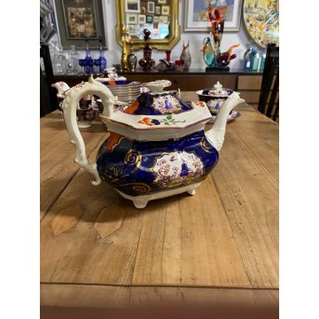 RARO ANTICO SET tè PORCELLANA 10Pers. 29Pz. DECORO ISTORIATO CHINOISERIE XIX sec