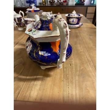 RARO ANTICO SET tè PORCELLANA 10Pers. 29Pz. DECORO ISTORIATO CHINOISERIE XIX sec
