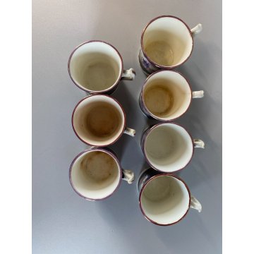 RARO ANTICO LOTTO TAZZINE CAFFE 7 Pz. DECORO ISTORIATO CHINOISERIE XVIII/XIX sec