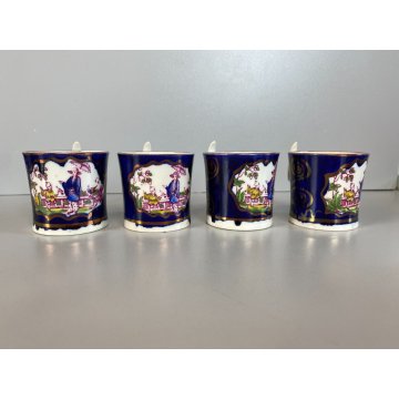RARO ANTICO LOTTO TAZZINE CAFFE 7 Pz. DECORO ISTORIATO CHINOISERIE XVIII/XIX sec