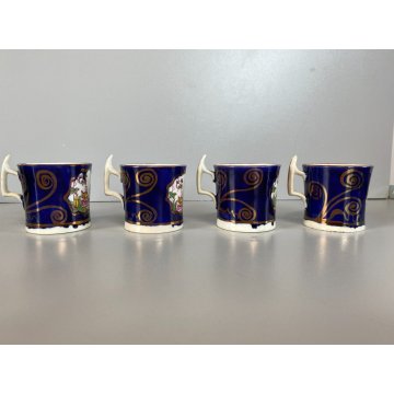 RARO ANTICO LOTTO TAZZINE CAFFE 7 Pz. DECORO ISTORIATO CHINOISERIE XVIII/XIX sec