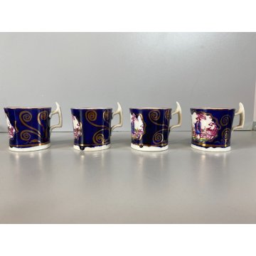 RARO ANTICO LOTTO TAZZINE CAFFE 7 Pz. DECORO ISTORIATO CHINOISERIE XVIII/XIX sec