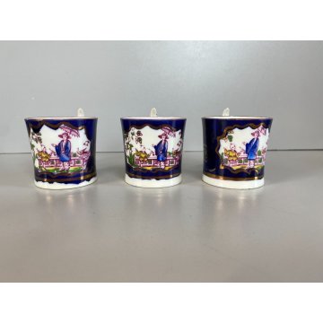 RARO ANTICO LOTTO TAZZINE CAFFE 7 Pz. DECORO ISTORIATO CHINOISERIE XVIII/XIX sec