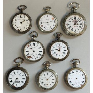 LOTTO 8 pz. OROLOGIO TASCA Longines FS Roskopf RAILWAYS epoca '900 POCKET WATCH