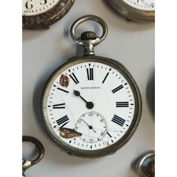 LOTTO 8 pz. OROLOGIO TASCA Longines FS Roskopf RAILWAYS epoca '900 POCKET WATCH