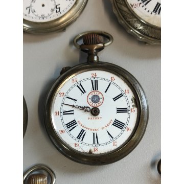 LOTTO 8 pz. OROLOGIO TASCA Longines FS Roskopf RAILWAYS epoca '900 POCKET WATCH