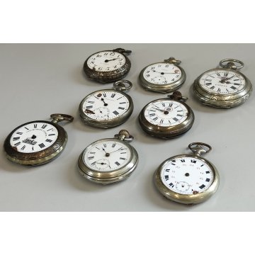 LOTTO 8 pz. OROLOGIO TASCA Longines FS Roskopf RAILWAYS epoca '900 POCKET WATCH