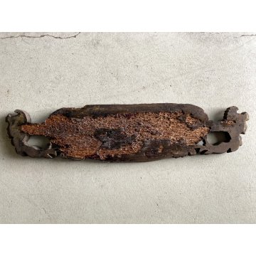 ANTICA CHIAVE CARRO SICILIANO FREGIO LEGNO SCOLPITO BASSORILIEVO POLICROMO '900