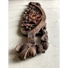 ANTICA CHIAVE CARRO SICILIANO FREGIO LEGNO SCOLPITO BASSORILIEVO POLICROMO '900