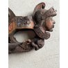 ANTICA CHIAVE CARRO SICILIANO FREGIO LEGNO SCOLPITO BASSORILIEVO POLICROMO '900