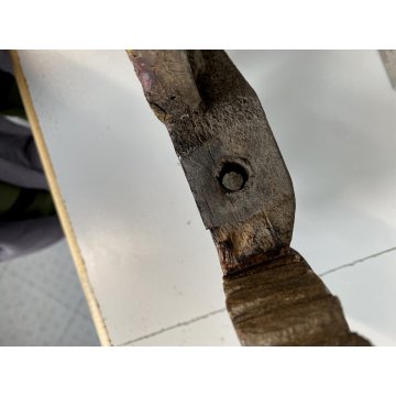 ANTICA CHIAVE CARRO SICILIANO FREGIO LEGNO SCOLPITO BASSORILIEVO POLICROMO '900