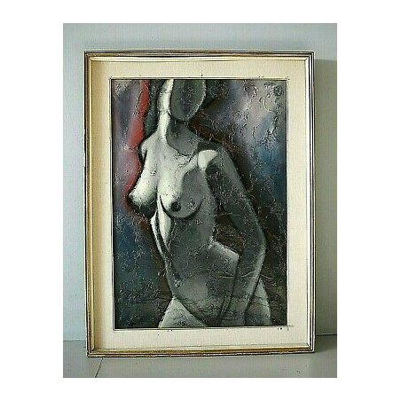 QUADRO DIPINTO ACRILICO TELA Alberto Volpi "Nudo grigio" RITRATTO FEMMINILE 1965