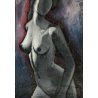 QUADRO DIPINTO ACRILICO TELA Alberto Volpi "Nudo grigio" RITRATTO FEMMINILE 1965