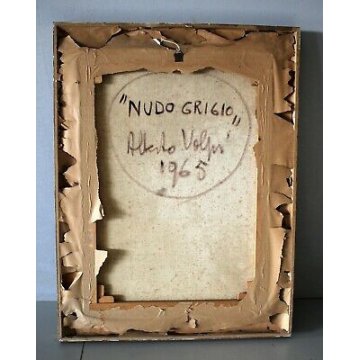 QUADRO DIPINTO ACRILICO TELA Alberto Volpi "Nudo grigio" RITRATTO FEMMINILE 1965