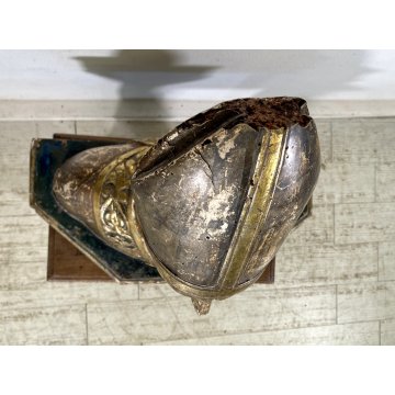 ANTICA SCULTURA RELIQUIARIO BUSTO San Gennaro LEGNO SCOLPITO DORATO AMPOLLE '600