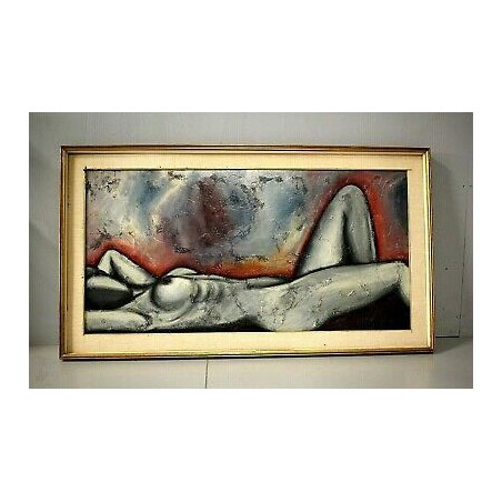 QUADRO DIPINTO ACRILICO TELA Alberto Volpi "Nudo grigio" RITRATTO FEMMINILE 1965