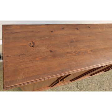 GRANDE ANTICA CREDENZA legno abete EPOCA 1900 madia 4 ANTE e 2 RIPIANI SIDEBOARD