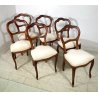 ANTICHE 6 SEDIE LUIGI FILIPPO EPOCA '800 LEGNO NOCE CHAIR SEDUTA IMBOTTITA OLD