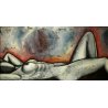 QUADRO DIPINTO ACRILICO TELA Alberto Volpi "Nudo grigio" RITRATTO FEMMINILE 1965