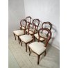 ANTICHE 6 SEDIE LUIGI FILIPPO EPOCA '800 LEGNO NOCE CHAIR SEDUTA IMBOTTITA OLD