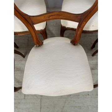 ANTICHE 6 SEDIE LUIGI FILIPPO EPOCA '800 LEGNO NOCE CHAIR SEDUTA IMBOTTITA OLD
