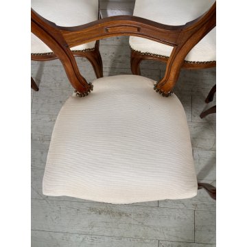 ANTICHE 6 SEDIE LUIGI FILIPPO EPOCA '800 LEGNO NOCE CHAIR SEDUTA IMBOTTITA OLD