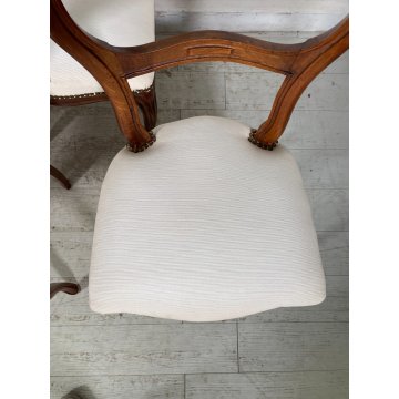 ANTICHE 6 SEDIE LUIGI FILIPPO EPOCA '800 LEGNO NOCE CHAIR SEDUTA IMBOTTITA OLD