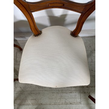ANTICHE 6 SEDIE LUIGI FILIPPO EPOCA '800 LEGNO NOCE CHAIR SEDUTA IMBOTTITA OLD