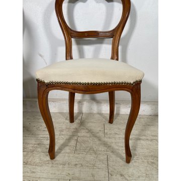 ANTICHE 6 SEDIE LUIGI FILIPPO EPOCA '800 LEGNO NOCE CHAIR SEDUTA IMBOTTITA OLD