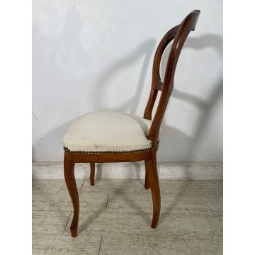 ANTICHE 6 SEDIE LUIGI FILIPPO EPOCA '800 LEGNO NOCE CHAIR SEDUTA IMBOTTITA OLD