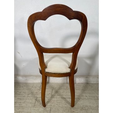 ANTICHE 6 SEDIE LUIGI FILIPPO EPOCA '800 LEGNO NOCE CHAIR SEDUTA IMBOTTITA OLD