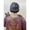 ANTICA COPPIA FIGURA SANTA SANTO SCULTURA LEGNO INTAGLIATO POLICROMO 78cm/h '600