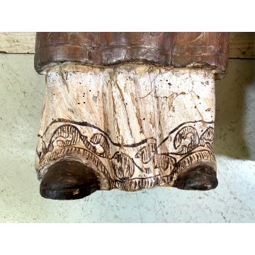 ANTICA COPPIA FIGURA SANTA SANTO SCULTURA LEGNO INTAGLIATO POLICROMO 78cm/h '600