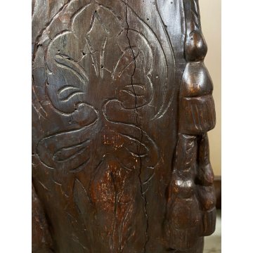 ANTICA COPPIA FIGURA SANTA SANTO SCULTURA LEGNO INTAGLIATO POLICROMO 78cm/h '600