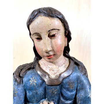 ANTICA COPPIA FIGURA SANTA SANTO SCULTURA LEGNO INTAGLIATO POLICROMO 78cm/h '600